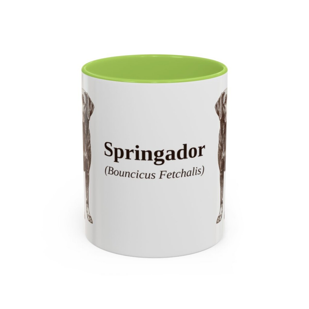 11oz Springador Latin Mug, Light Green, front view