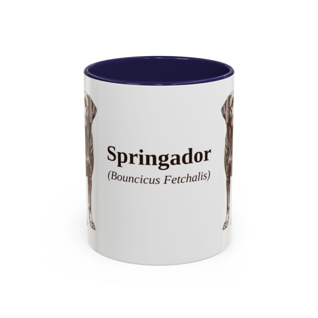 11oz Springador Latin Mug, Navy, front view