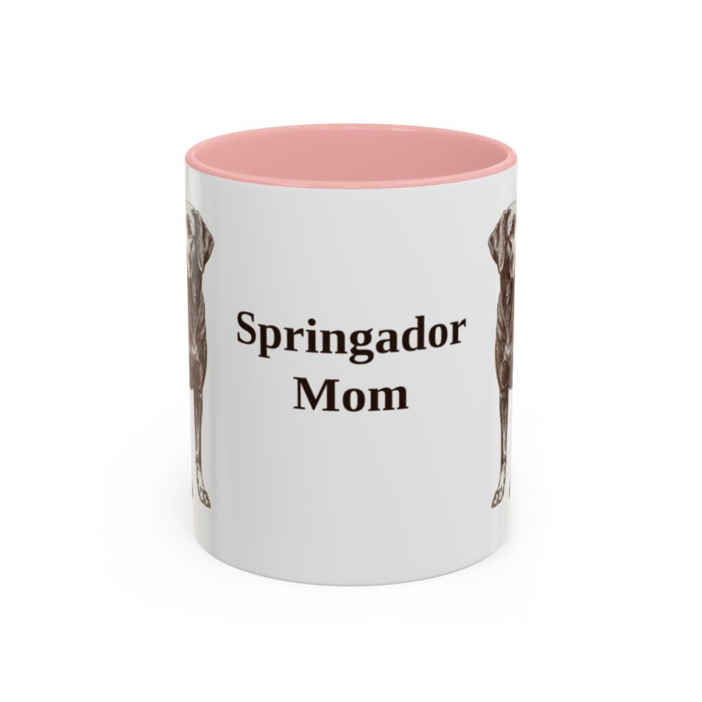 11oz Springador Dog Mom Mug, Pink, front view