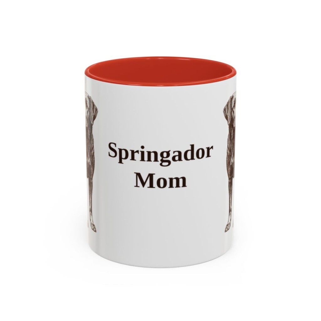 11oz Springador Dog Mom Mug, Red, front view