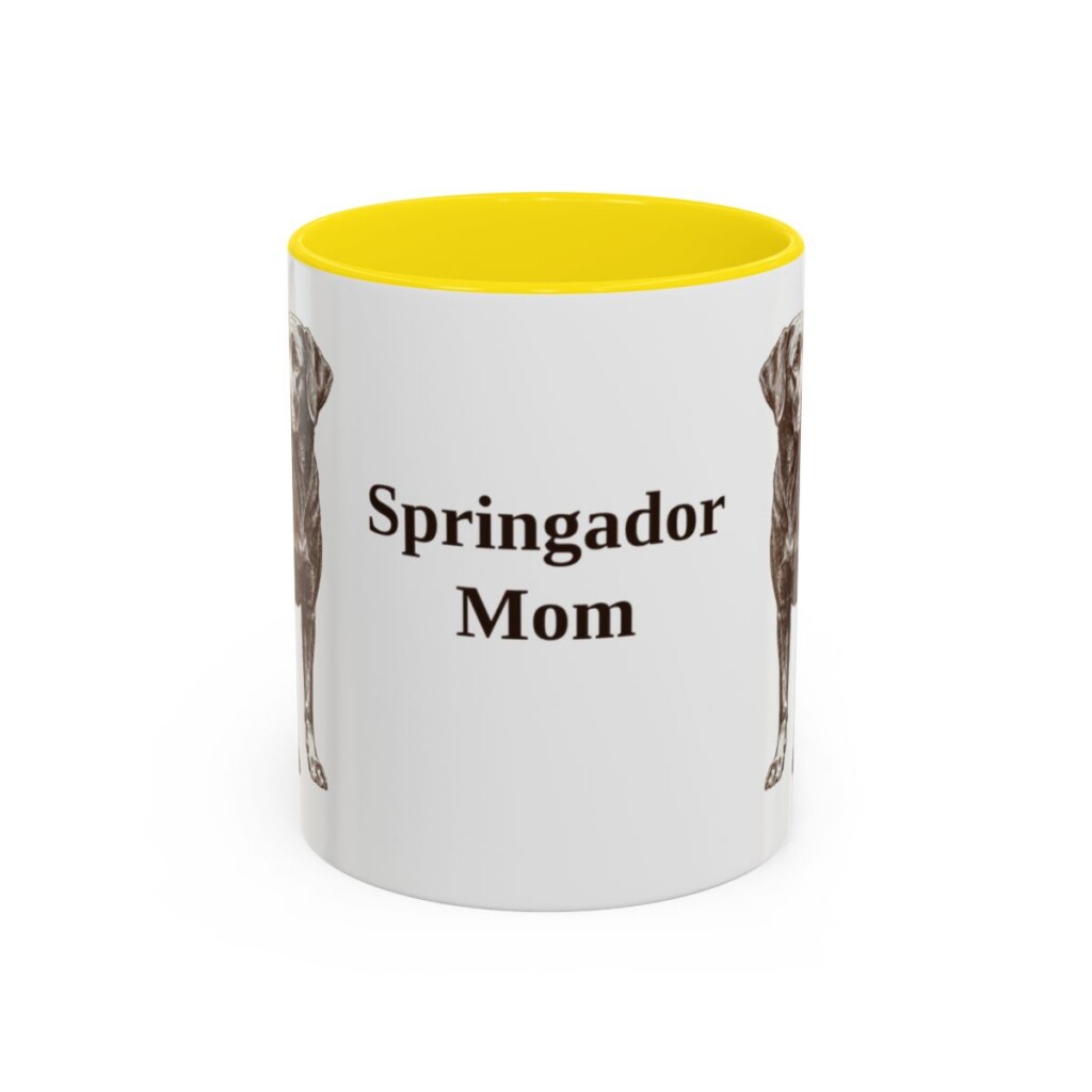 11oz Springador Dog Mom Mug, Yellow, front view