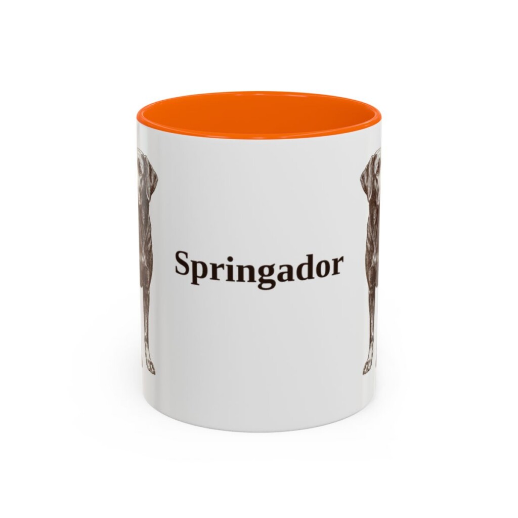 11oz Springador Mug, Orange, front view