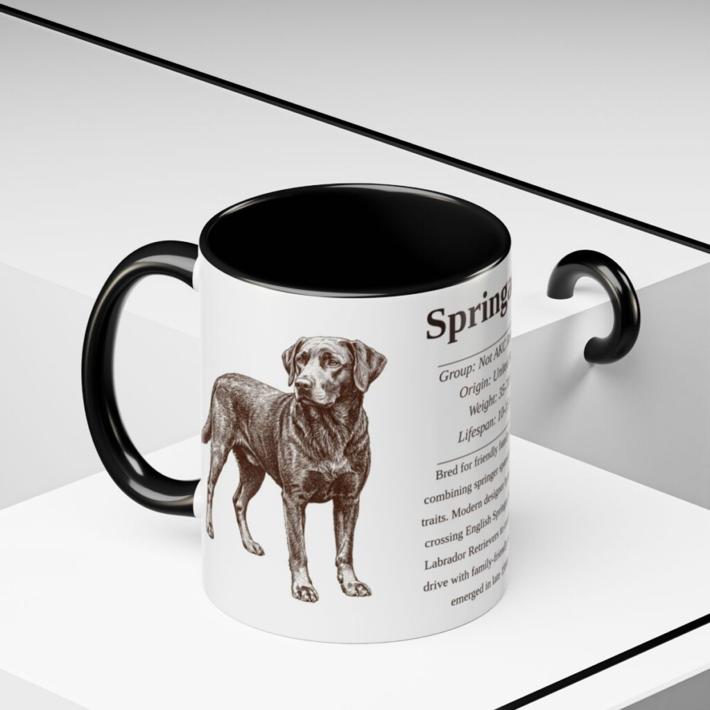 11oz Springador Mug, Black, lifestyle photo