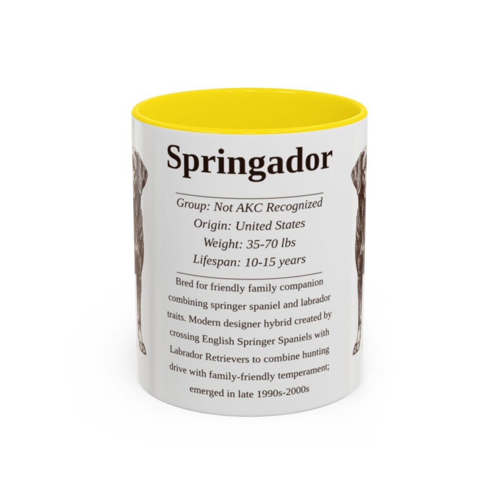 11oz Springador Mug, Yellow, front view