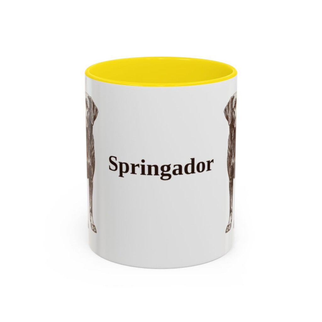 11oz Springador Mug, Yellow, front view