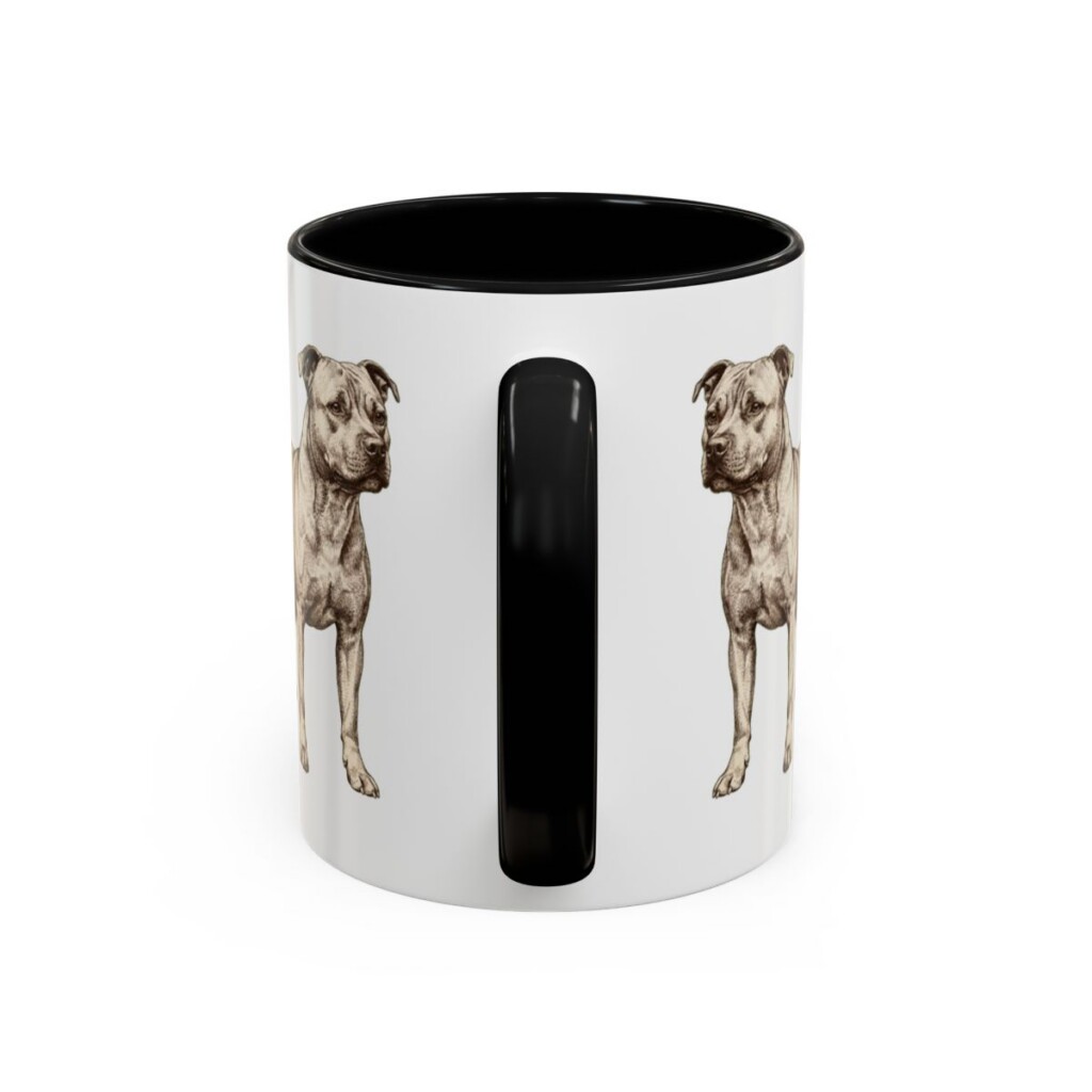 11oz Staffordshire Bull Terrier Mug, Black, back view