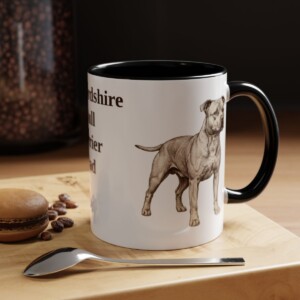 11oz Staffordshire Bull Terrier Dog Dad Mug, Black, lifestyle photo