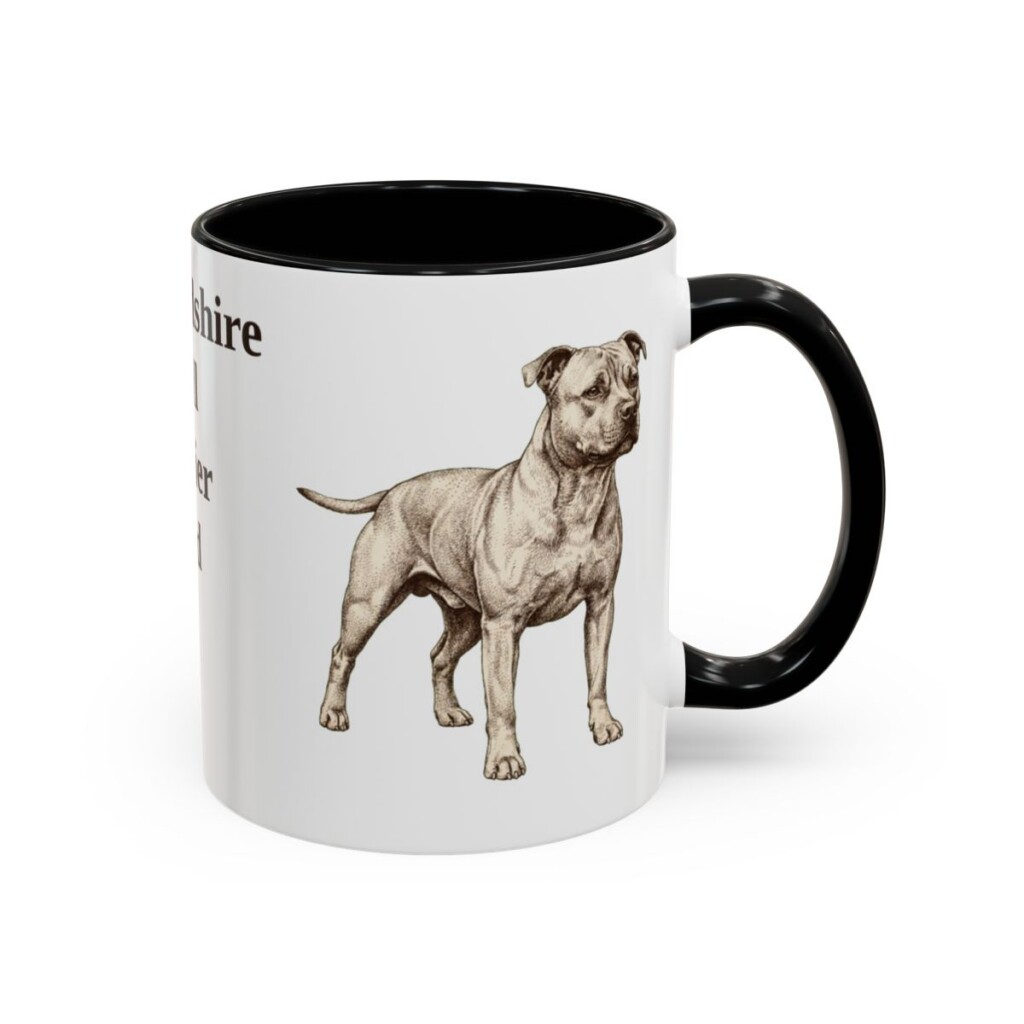 11oz Staffordshire Bull Terrier Dog Dad Mug, Black, right side view