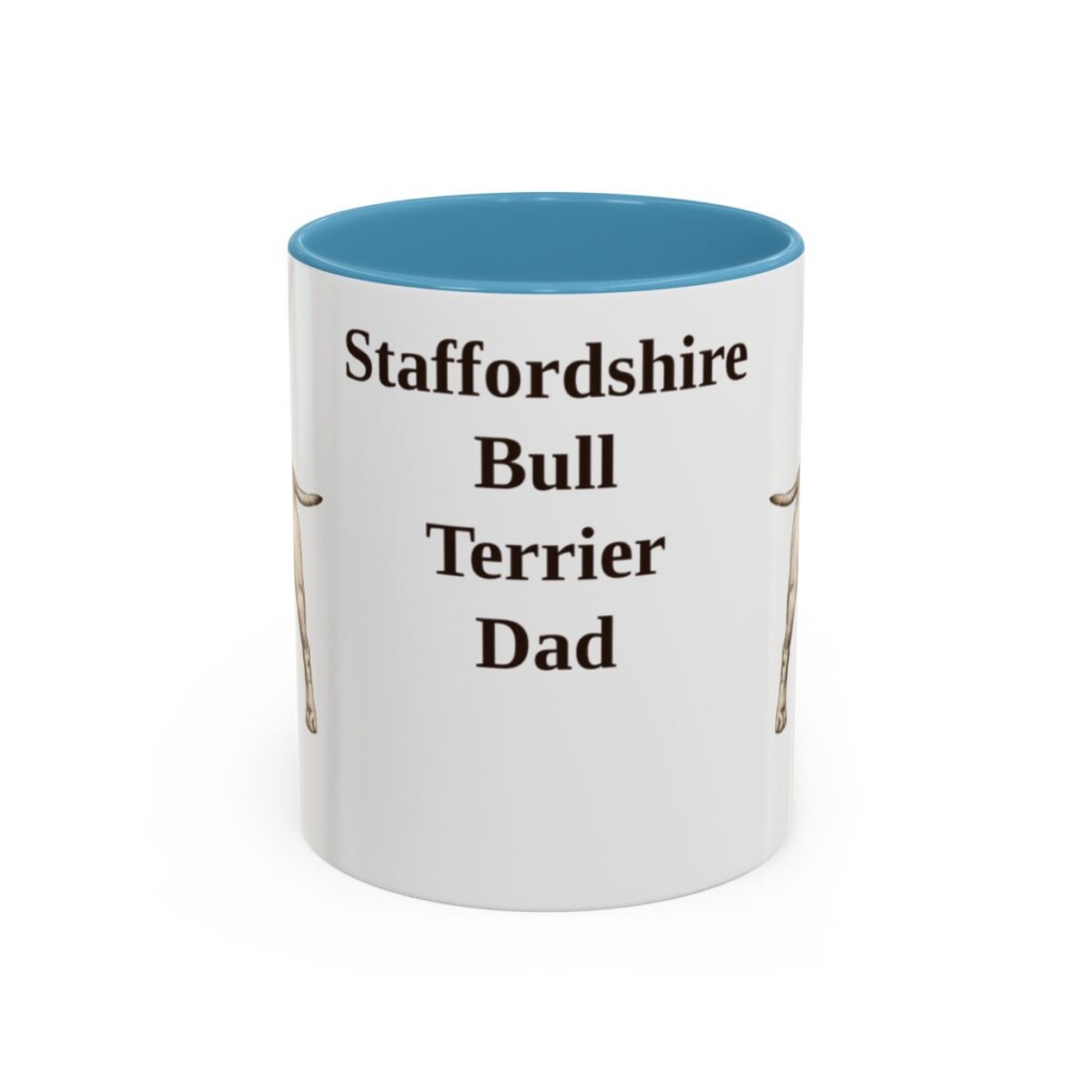 11oz Staffordshire Bull Terrier Dog Dad Mug, Light Blue, front view
