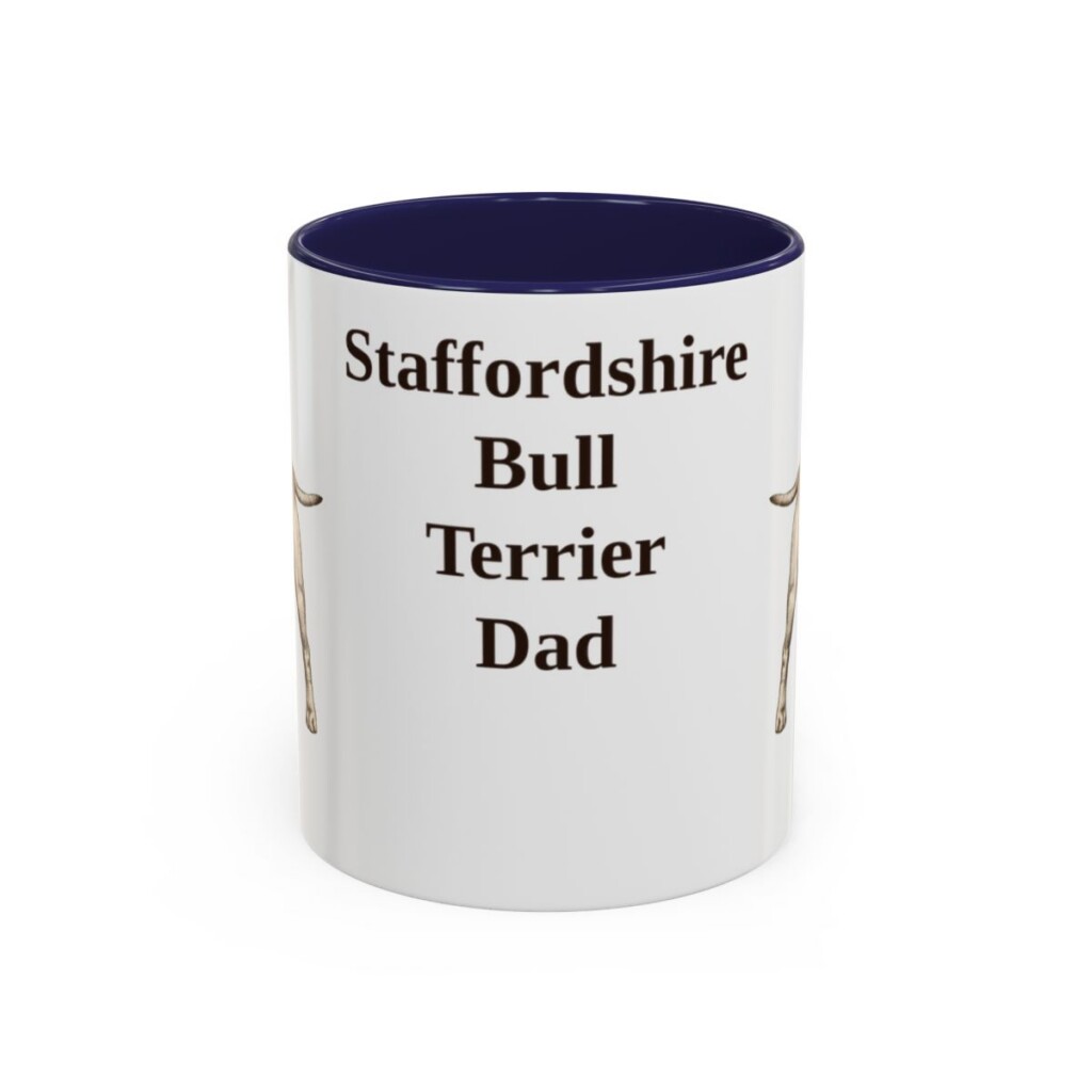 11oz Staffordshire Bull Terrier Dog Dad Mug, Navy, front view