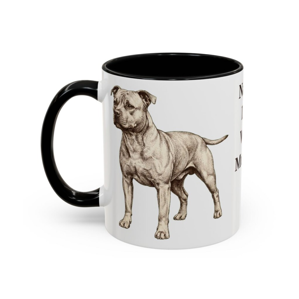 11oz Funny Staffordshire Bull Terrier Mug, Black, left side view