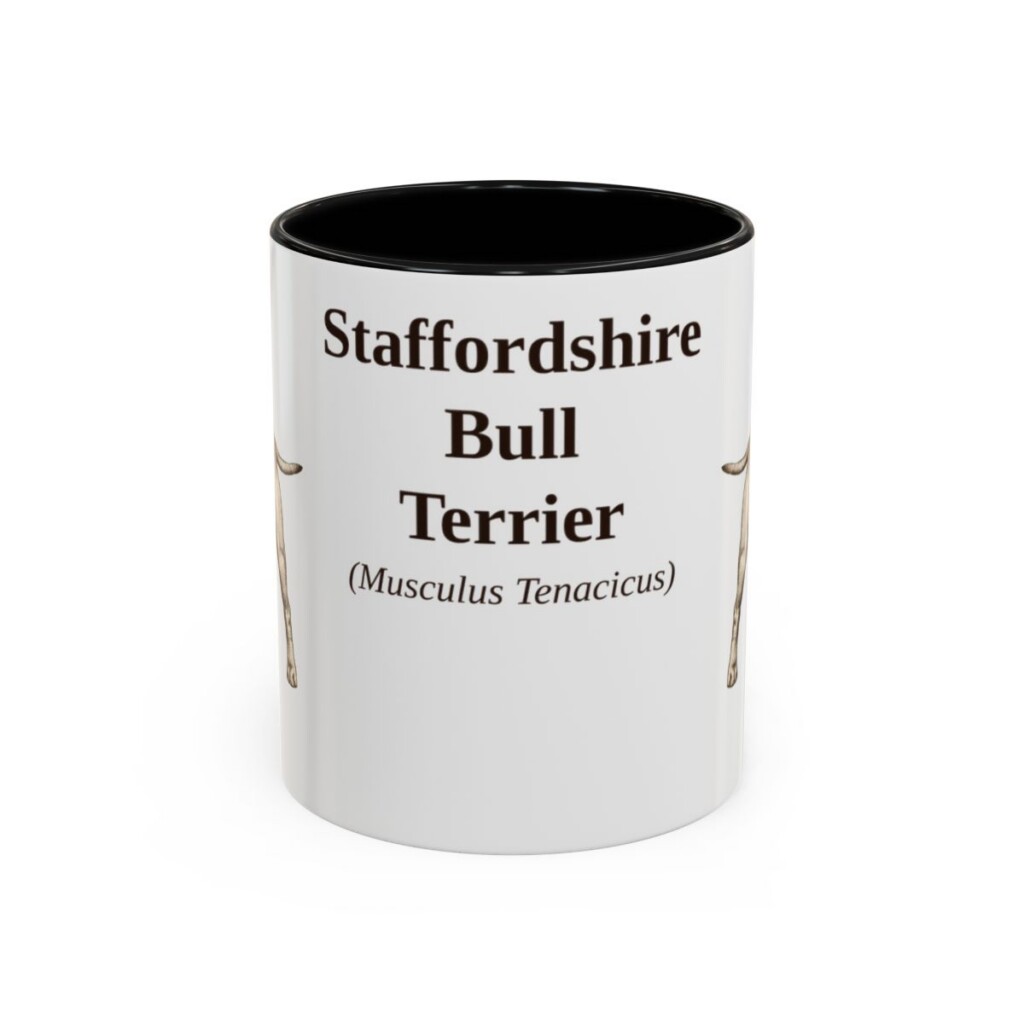 11oz Staffordshire Bull Terrier Latin Mug, Black, front view