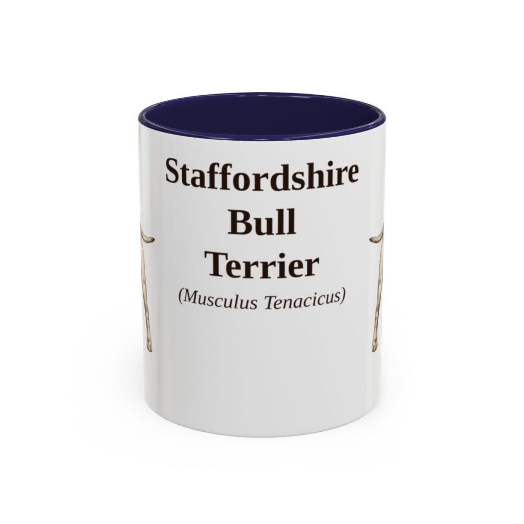 11oz Staffordshire Bull Terrier Latin Mug, Navy, front view