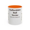 11oz Staffordshire Bull Terrier Latin Mug, Orange, front view