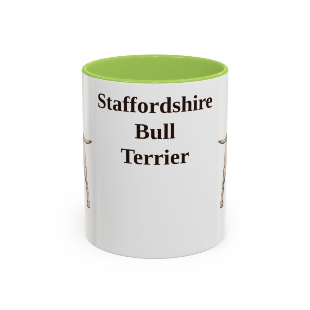11oz Staffordshire Bull Terrier Mug, Light Green, front view
