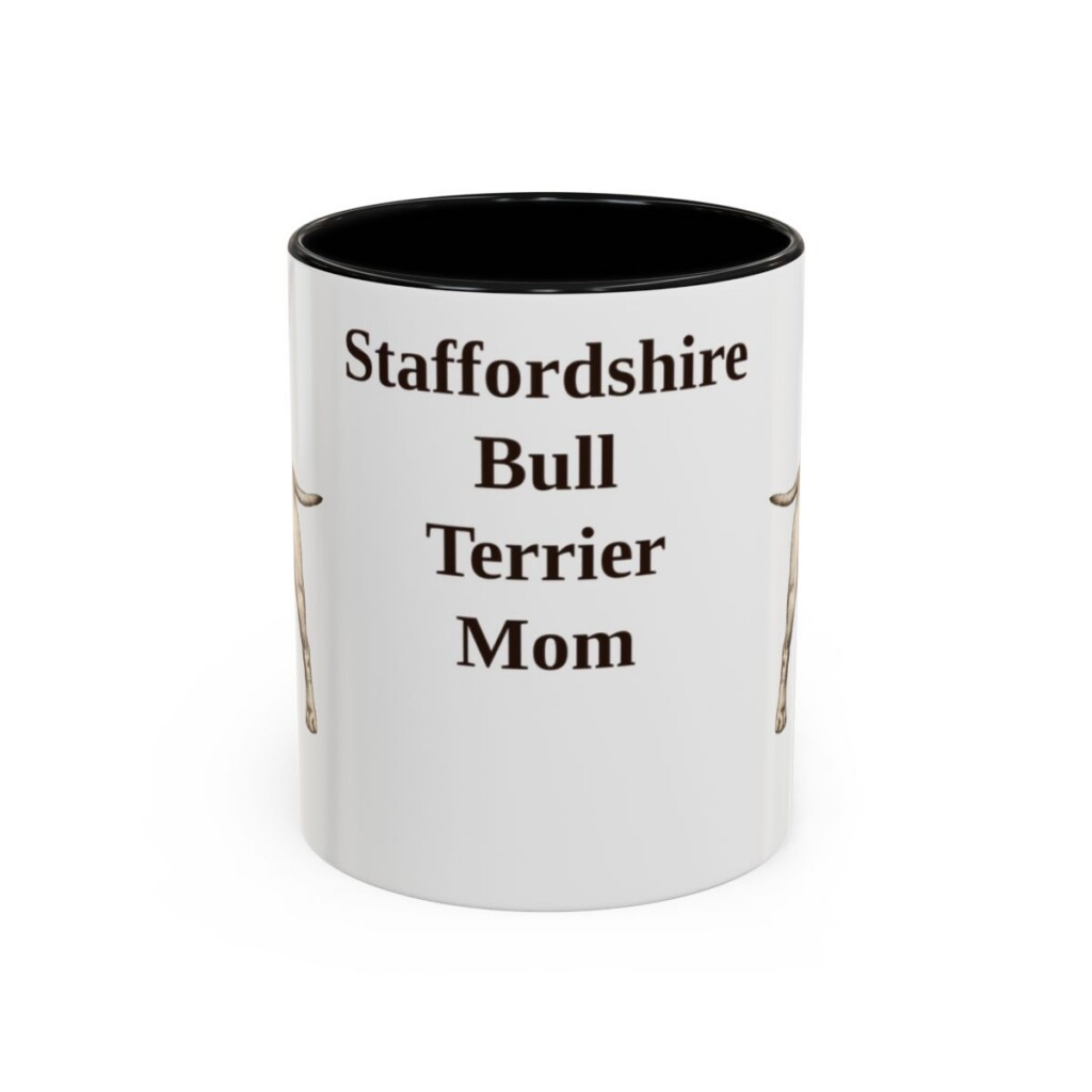 11oz Staffordshire Bull Terrier Dog Mom Mug, Black, front view