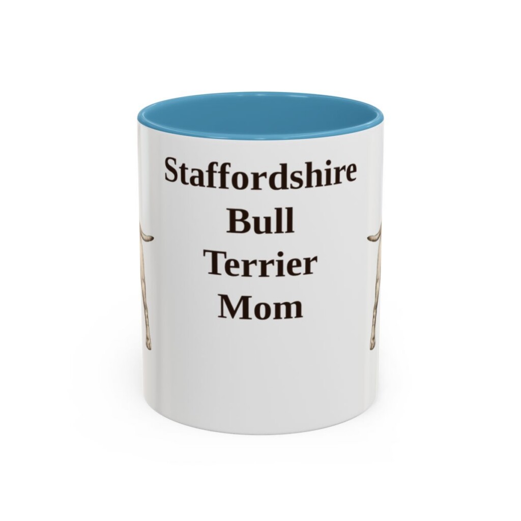 11oz Staffordshire Bull Terrier Dog Mom Mug, Light Blue, front view