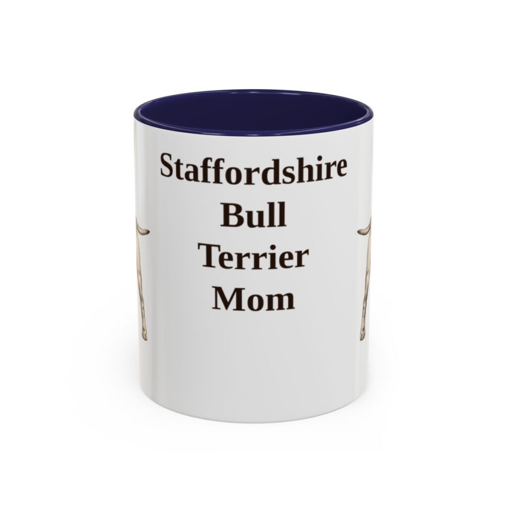 11oz Staffordshire Bull Terrier Dog Mom Mug, Navy, front view