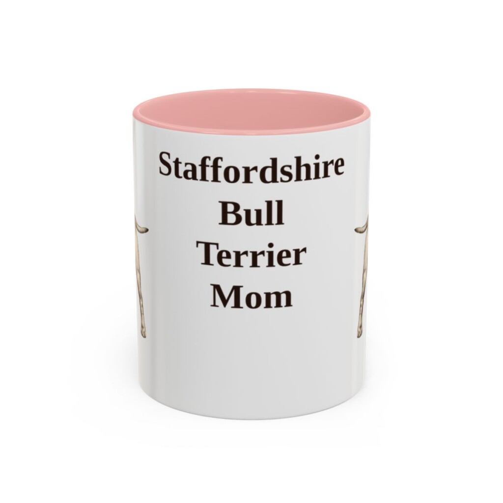 11oz Staffordshire Bull Terrier Dog Mom Mug, Pink, front view