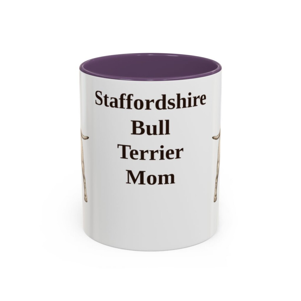 11oz Staffordshire Bull Terrier Dog Mom Mug, Purple, front view