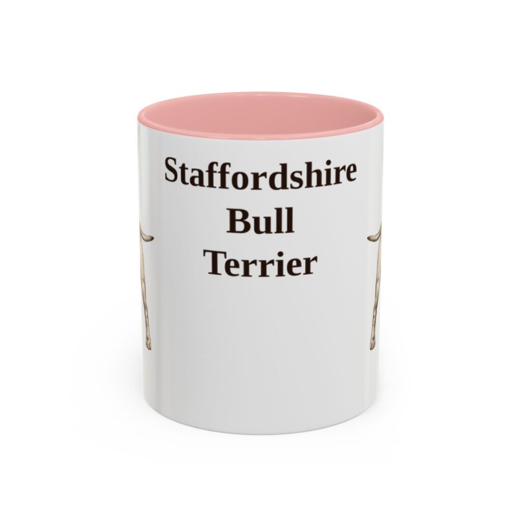11oz Staffordshire Bull Terrier Mug, Pink, front view