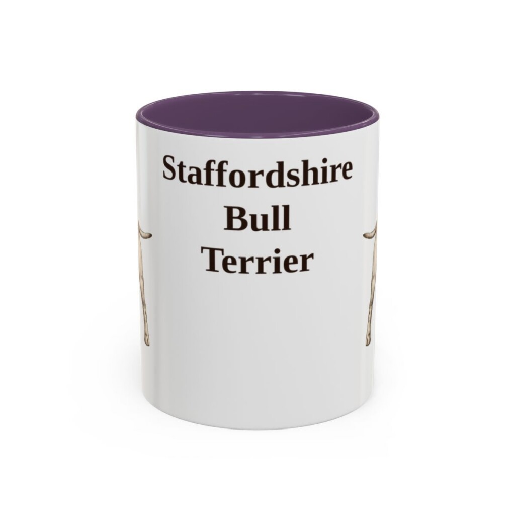 11oz Staffordshire Bull Terrier Mug, Purple, front view