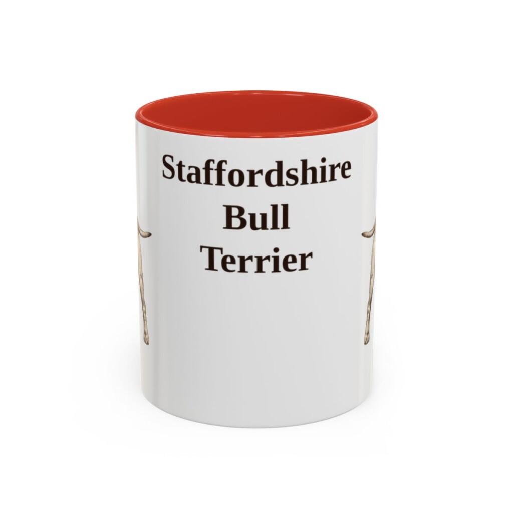 11oz Staffordshire Bull Terrier Mug, Red, front view