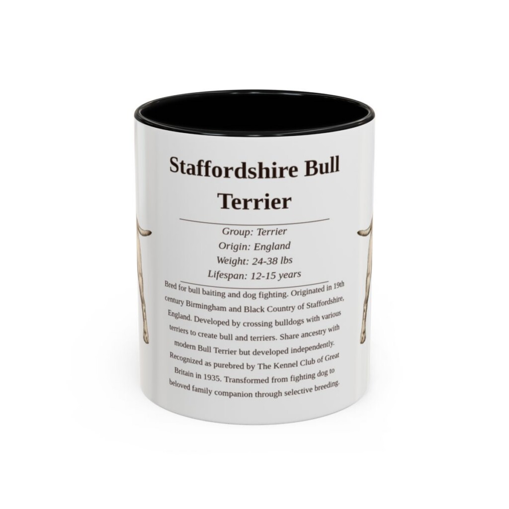 11oz Staffordshire Bull Terrier Mug, Black, front view