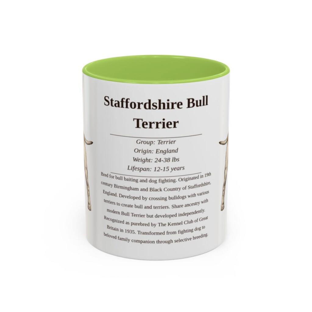 11oz Staffordshire Bull Terrier Mug, Light Green, front view