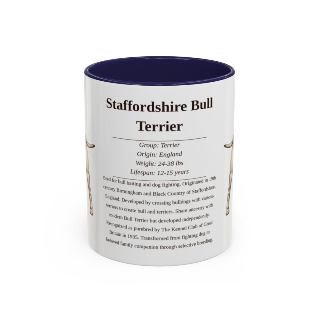 11oz Staffordshire Bull Terrier Mug, Navy, front view