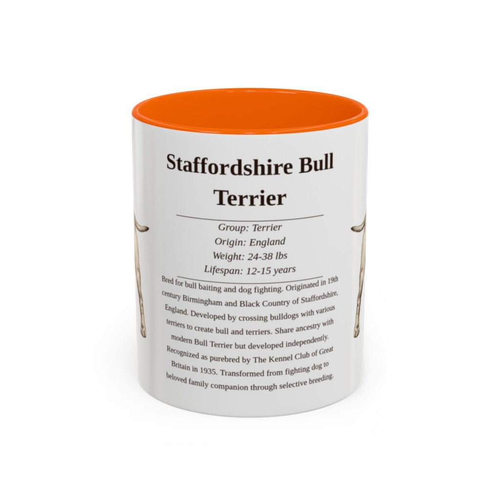 11oz Staffordshire Bull Terrier Mug, Orange, front view