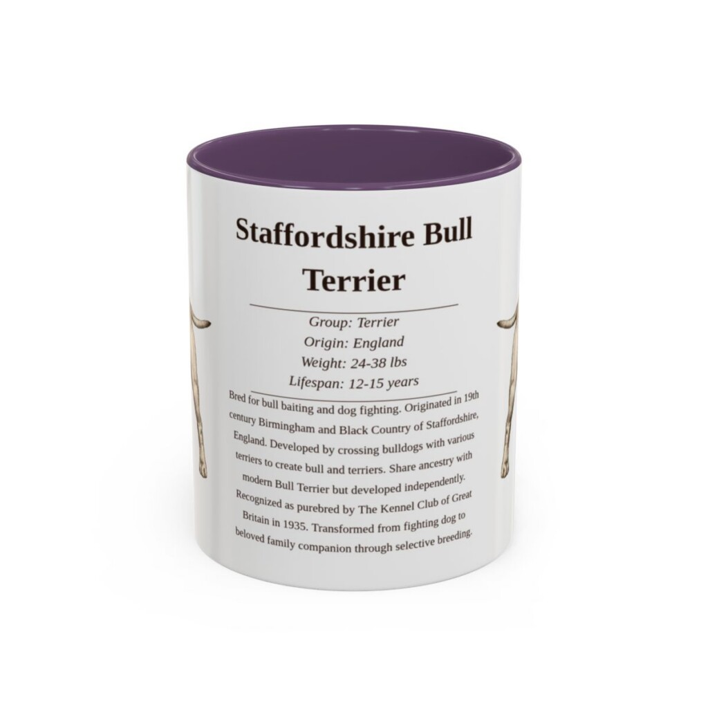 11oz Staffordshire Bull Terrier Mug, Purple, front view