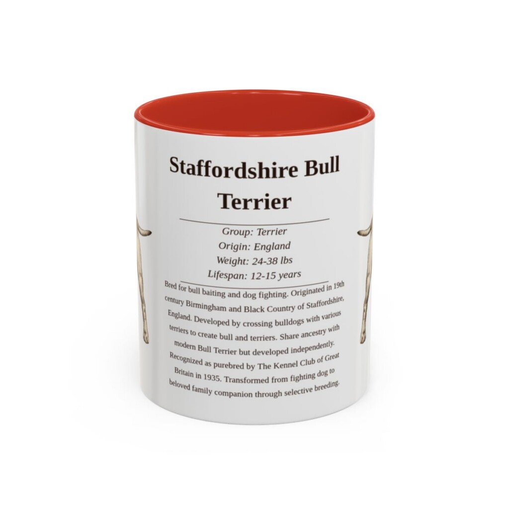 11oz Staffordshire Bull Terrier Mug, Red, front view