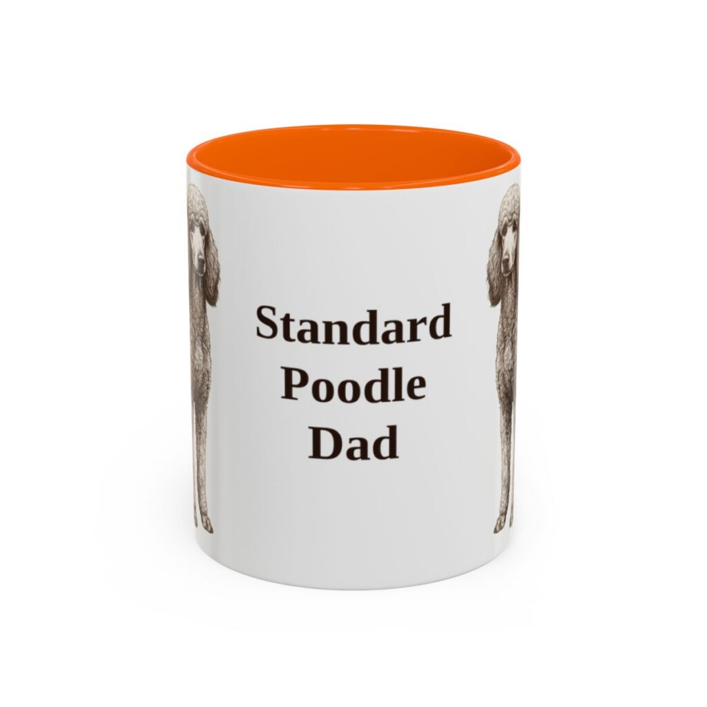 11oz Standard Poodle Dog Dad Mug, Orange, front view