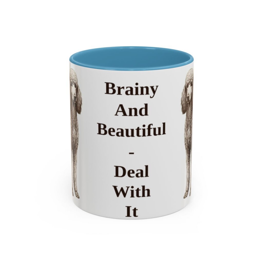 11oz-standard-poodle-mug-humor-light-blue 11oz Funny Standard Poodle Mug, Light Blue, front view