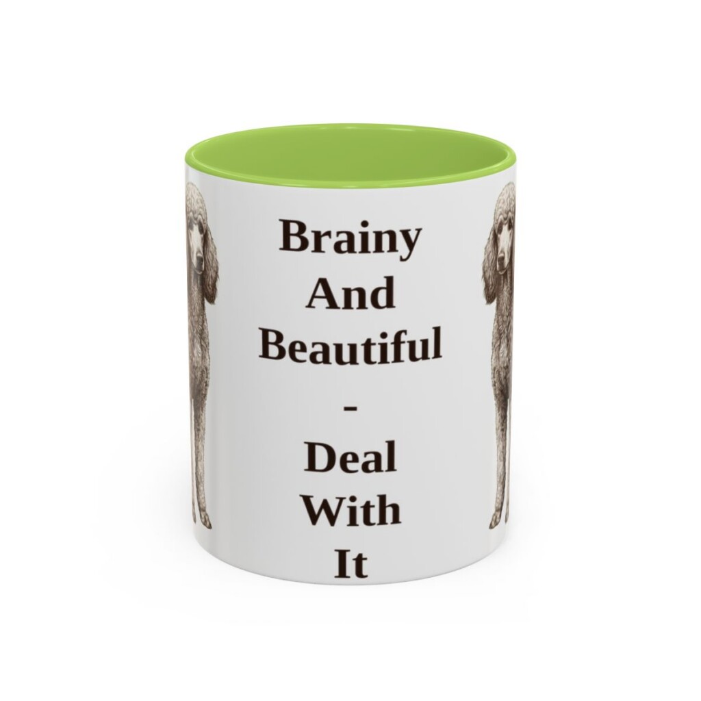 11oz-standard-poodle-mug-humor-light-green 11oz Funny Standard Poodle Mug, Light Green, front view