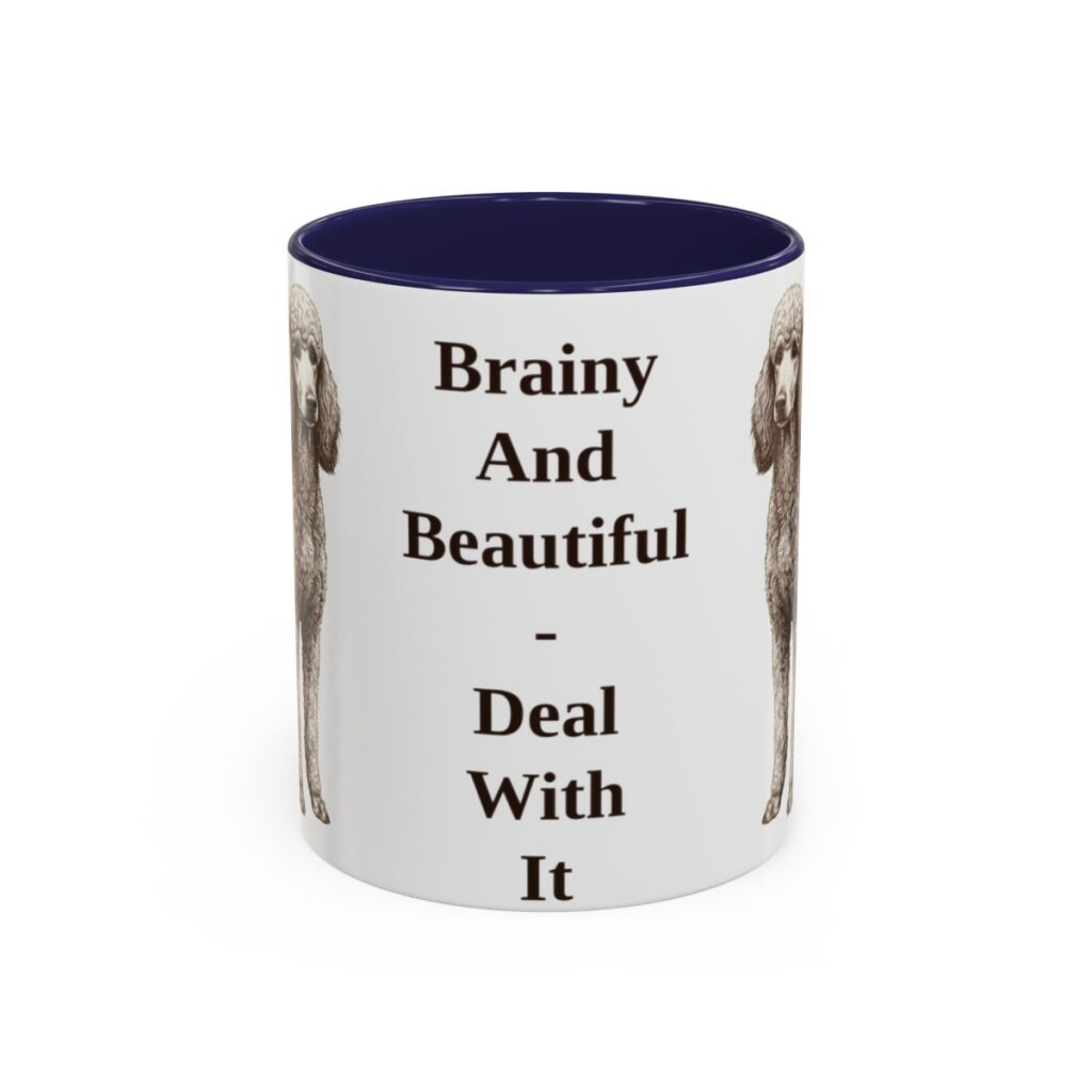 11oz-standard-poodle-mug-humor-navy 11oz Funny Standard Poodle Mug, Navy, front view
