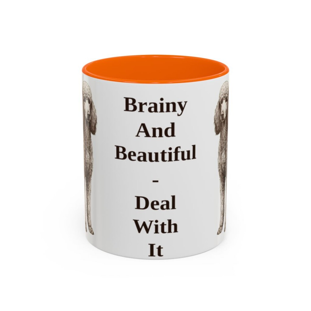 11oz-standard-poodle-mug-humor-orange 11oz Funny Standard Poodle Mug, Orange, front view