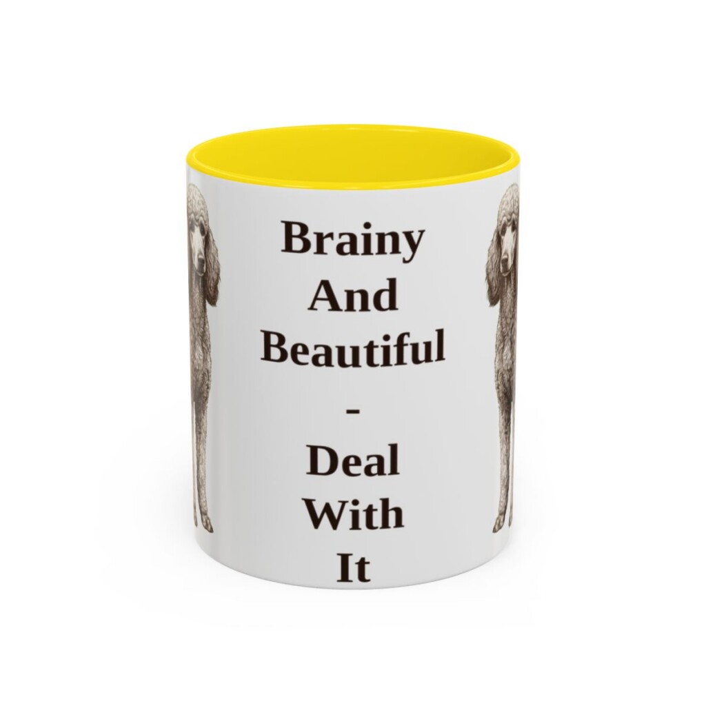 11oz-standard-poodle-mug-humor-yellow 11oz Funny Standard Poodle Mug, Yellow, front view
