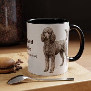 11oz Standard Poodle Latin Mug, Black, lifestyle photo