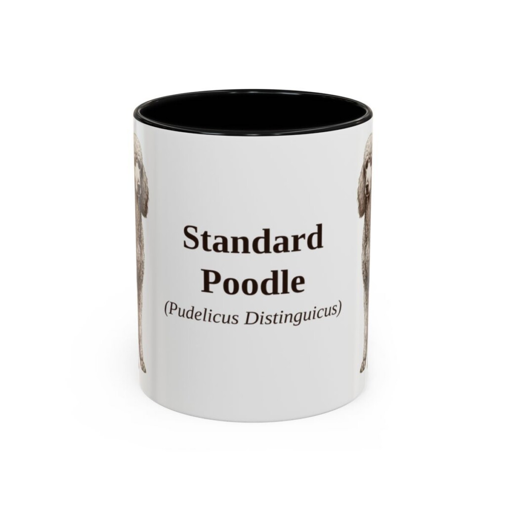 11oz Standard Poodle Latin Mug, Black, front view