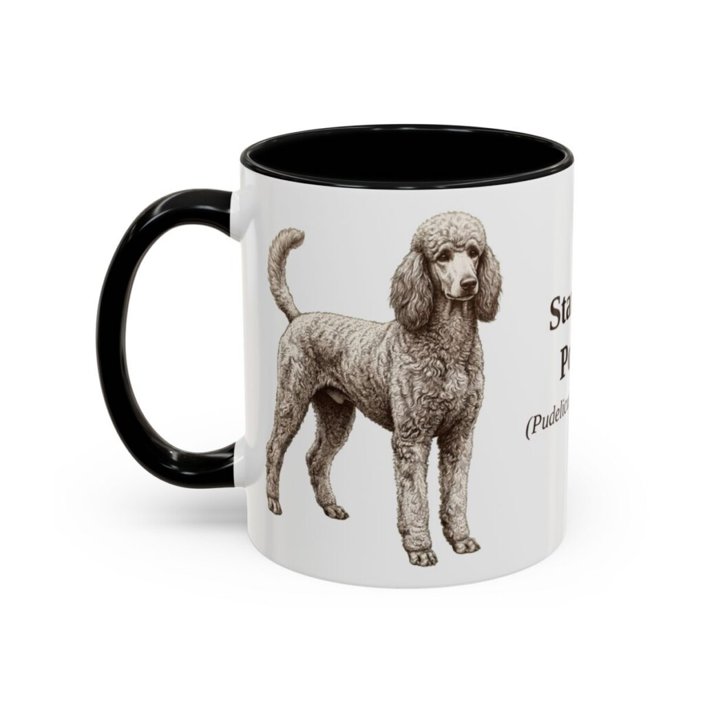 11oz Standard Poodle Latin Mug, Black, left side view