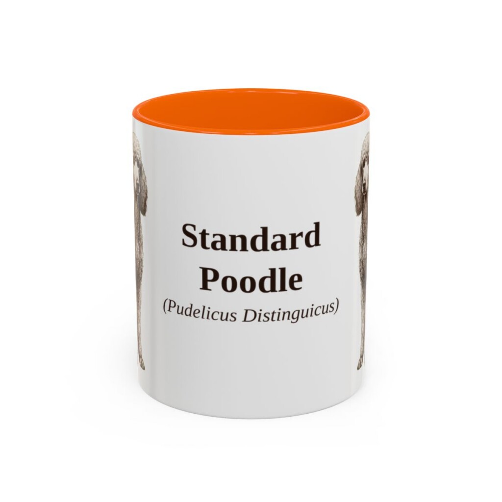 11oz Standard Poodle Latin Mug, Orange, front view