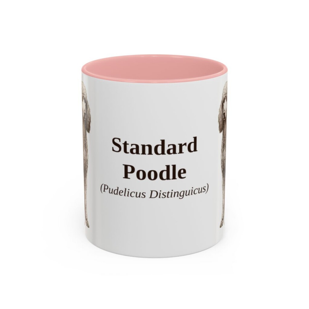 11oz Standard Poodle Latin Mug, Pink, front view