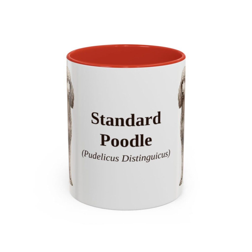 11oz Standard Poodle Latin Mug, Red, front view