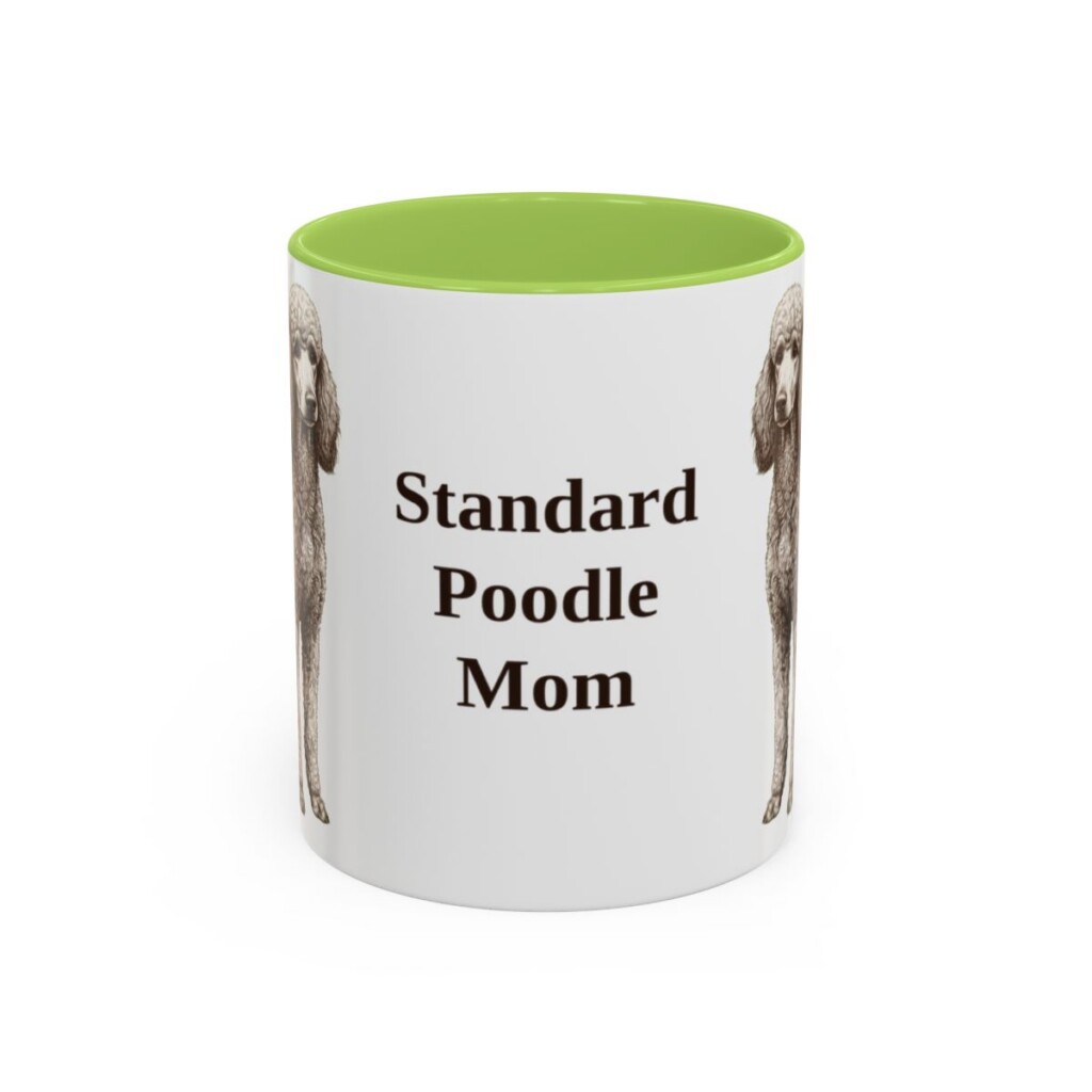11oz-standard-poodle-mug-mom-light-green 11oz Standard Poodle Dog Mom Mug, Light Green, front view