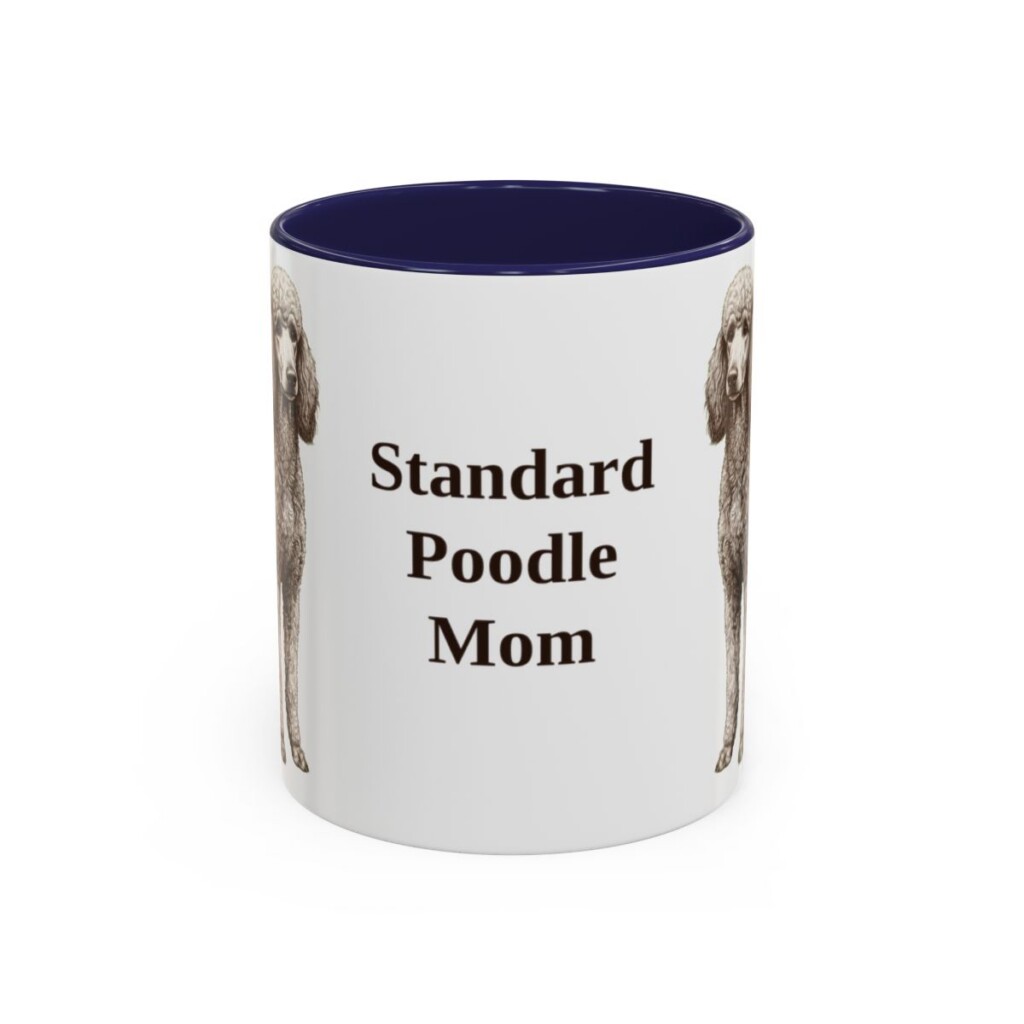 11oz-standard-poodle-mug-mom-navy 11oz Standard Poodle Dog Mom Mug, Navy, front view