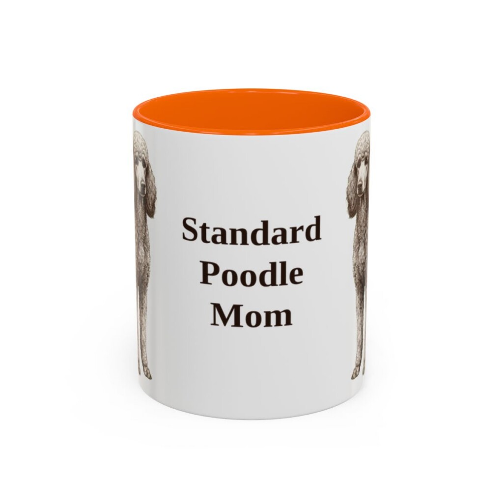 11oz-standard-poodle-mug-mom-orange 11oz Standard Poodle Dog Mom Mug, Orange, front view