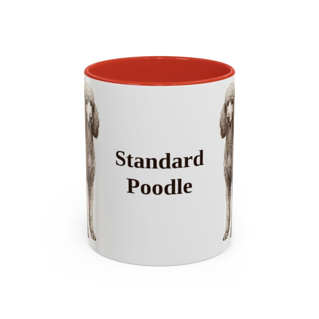 11oz-standard-poodle-mug-red 11oz Standard Poodle Mug, Red, front view