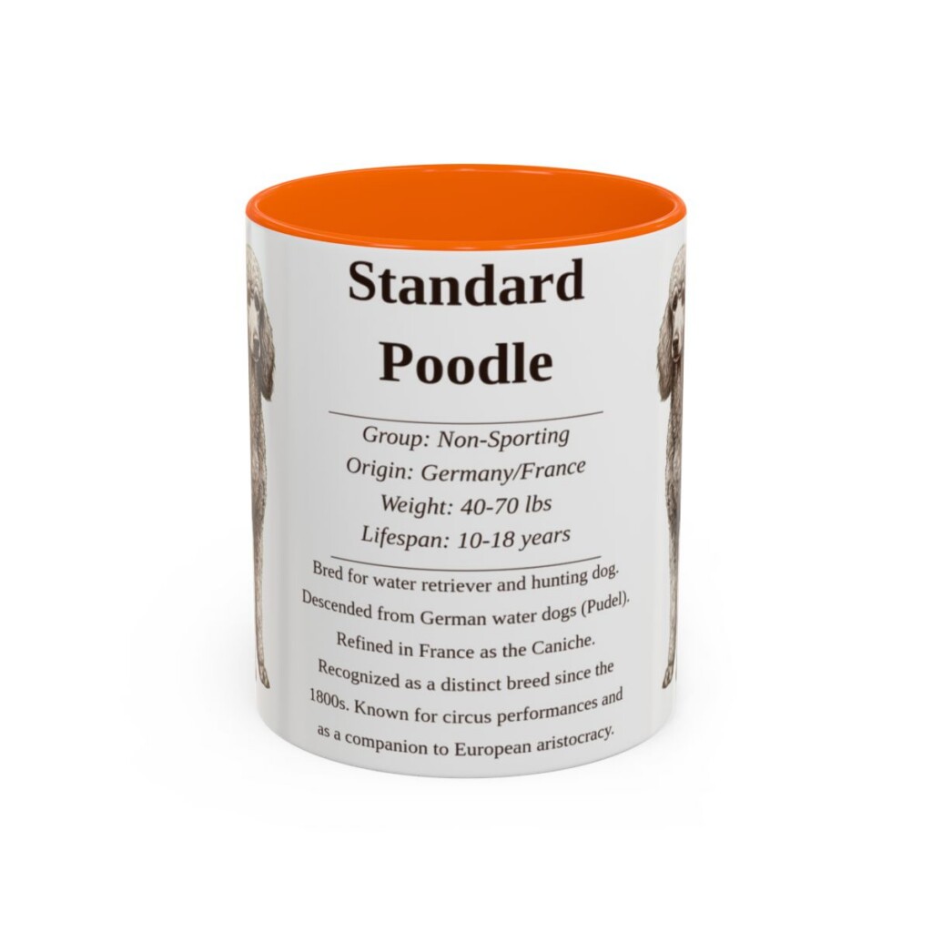 11oz-standard-poodle-mug-writeup-orange 11oz Standard Poodle Mug, Orange, front view